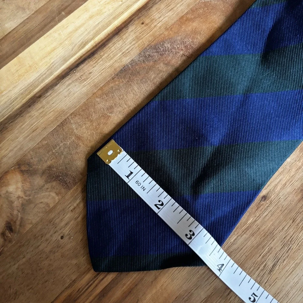 J.Crew Vintage Men's Necktie Blue Repp Stripe 100% Silk W3.5